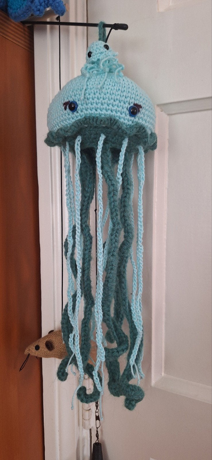 Gehaakte Kwal Decoratie - Handgemaakt, Zee en Strand, Textiel, Meerkleurig, Ophalen of Verzenden