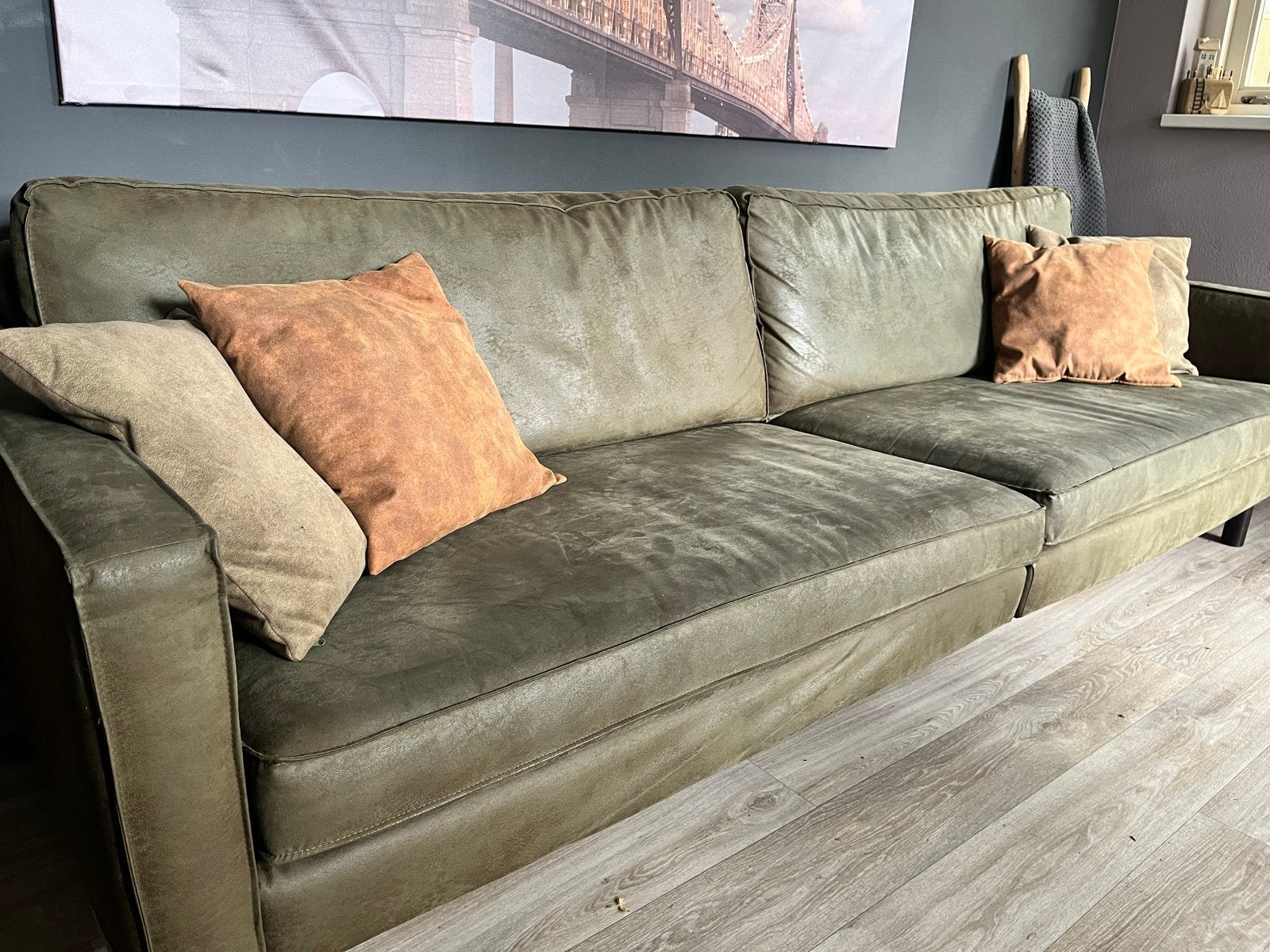 UMIX by SLK 3-zitsbank in olijfgroen 270, Huis en Inrichting, Banken | Bankstellen, Ophalen, Overige materialen, 250 tot 300 cm
