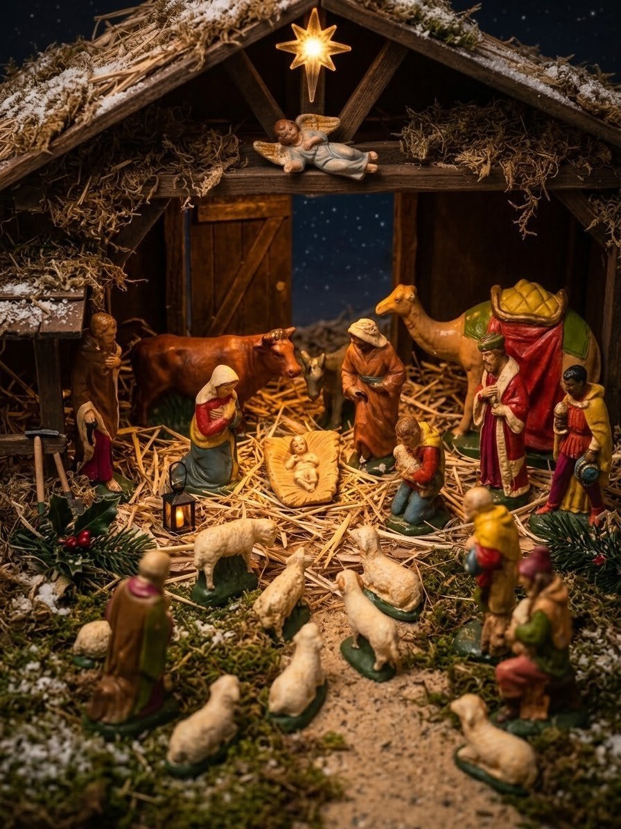 Mooie Grote Kerststal Beelden Set - Nostalgische Oudheid, Ophalen, Gebruikt