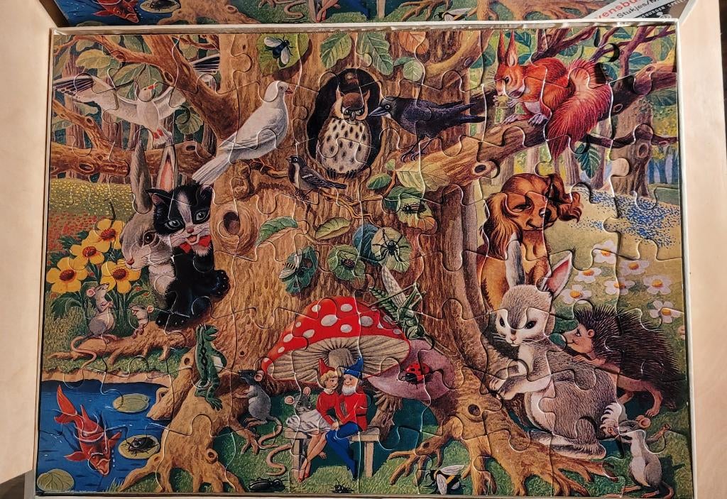 Vintage Puzzel Pinkeltje, Pinkelotje en hun vriendjes, Gebruikt, 10 tot 50 stukjes, Ophalen of Verzenden, Van hout