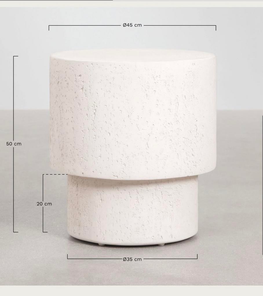 Travertin bijzettafel wit Sklum NIEUW, Huis en Inrichting, Tafels | Bijzettafels, Overige materialen, Minder dan 55 cm, Rond, Nieuw