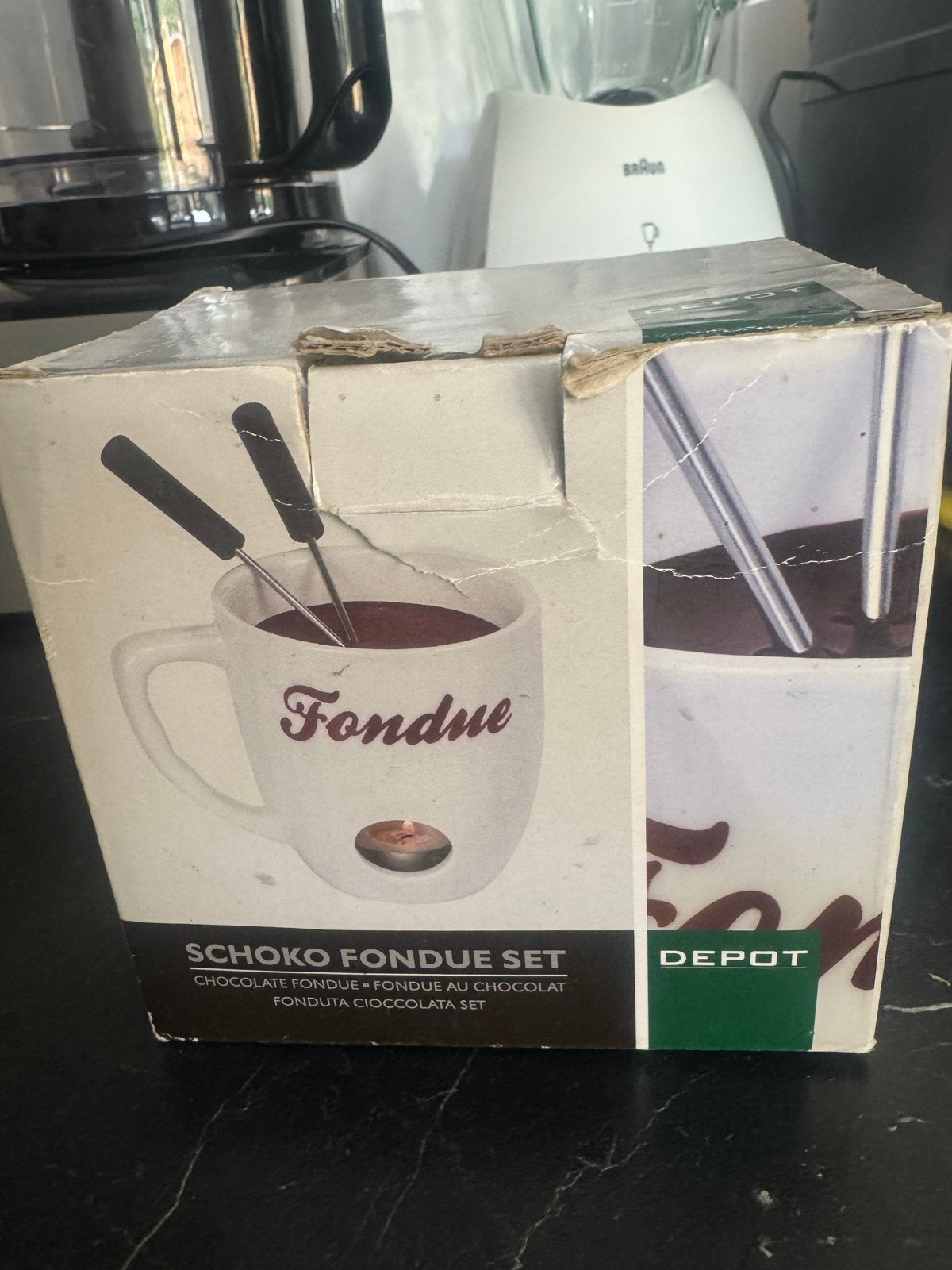 Depot Schoko Fondue Set - Chocolade Fondue Mok, Overige typen, Ophalen of Verzenden, Zo goed als nieuw, Steen/keramiek