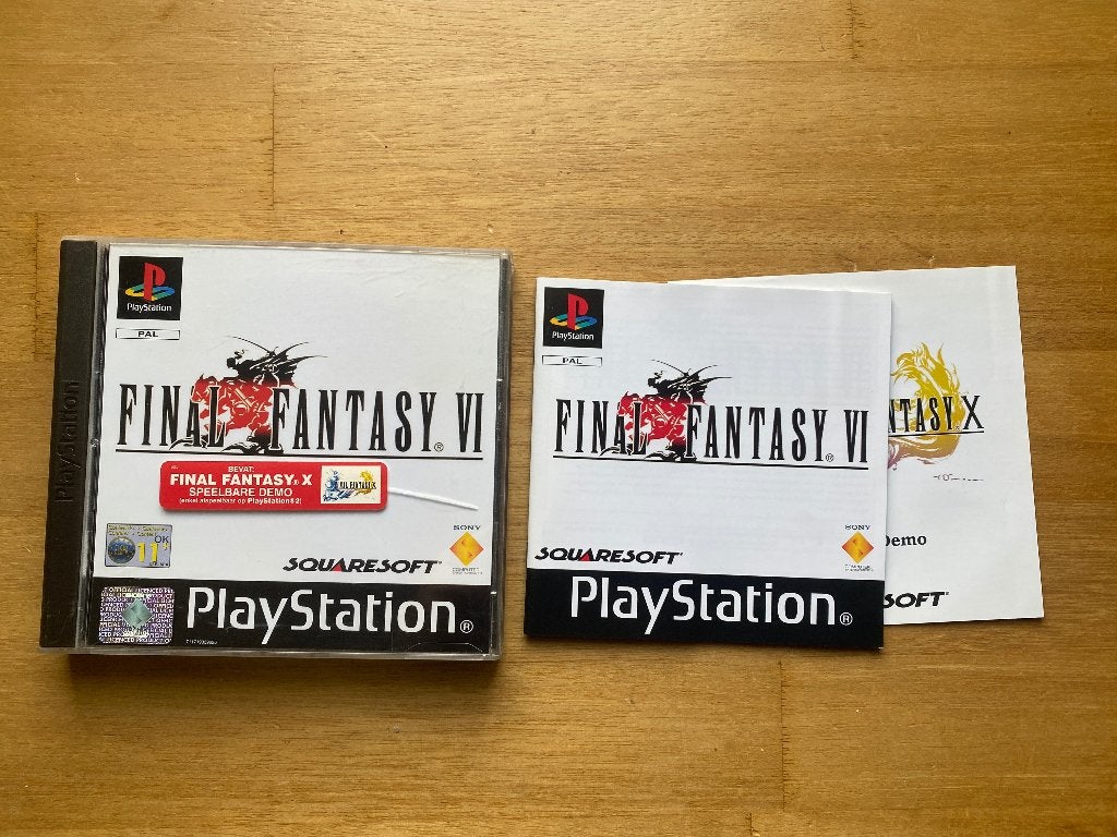 Final fantasy VI ps1 + demo, Spelcomputers en Games, 1 speler, Racen en Vliegen, Ophalen of Verzenden, Zo goed als nieuw