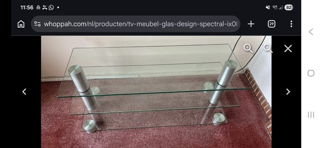 Glazen tv meubel, Huis en Inrichting, Kasten | Televisiemeubels, Ophalen, Nieuw, 50 tot 100 cm, Glas