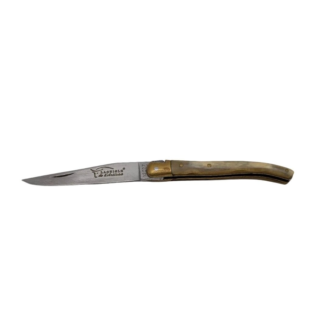 Laguiole de l'Artisan Hoorn en Messing – Grade C, Ophalen of Verzenden, Zo goed als nieuw