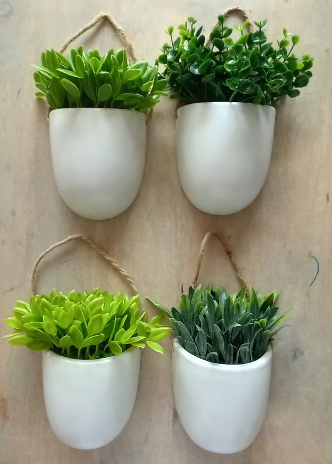 Witte wandbloempot met kunstplant, Ophalen, Gebruikt, Balkon, Overige vormen
