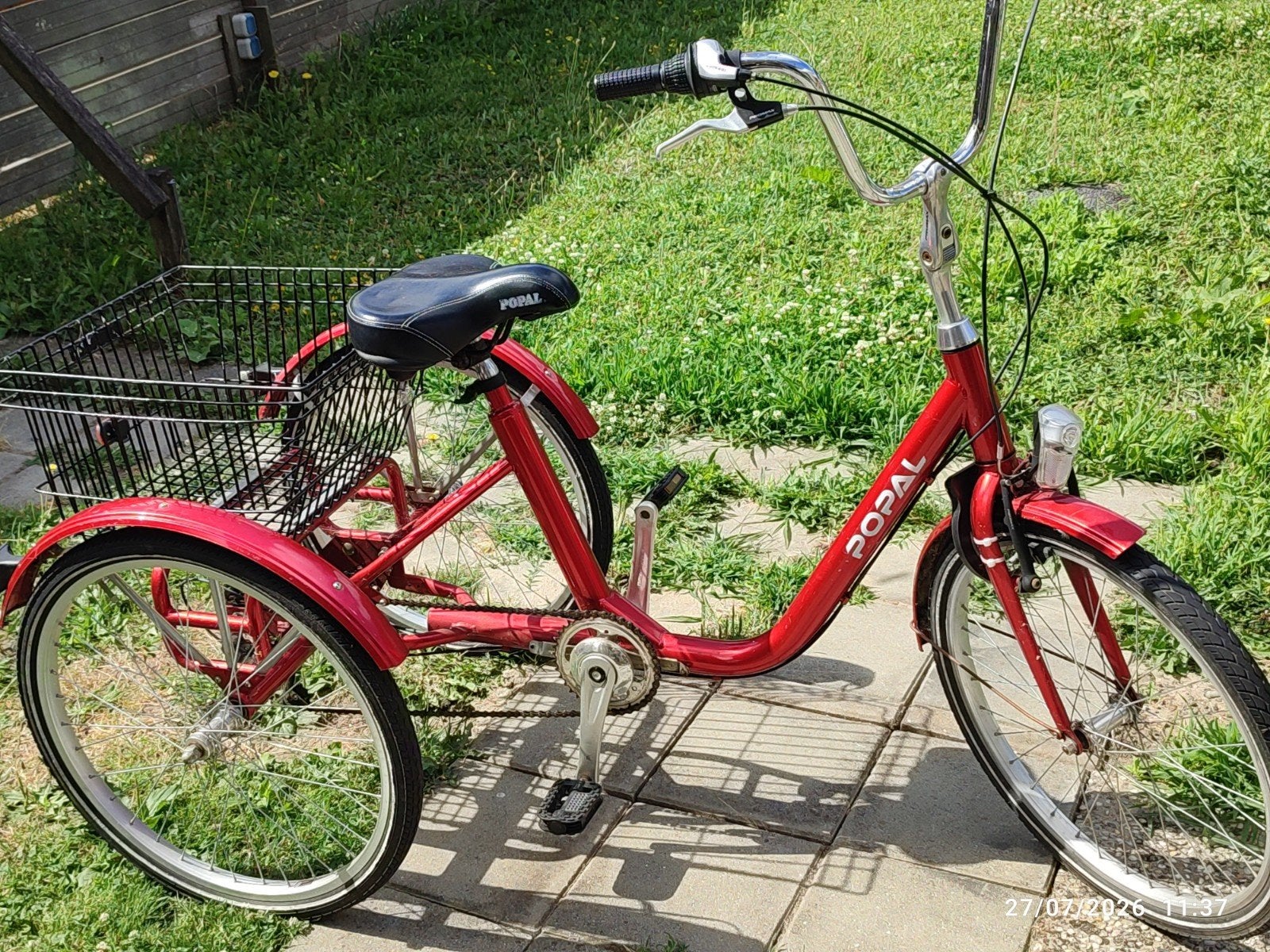 Popal driewieler rood met mand, Ophalen