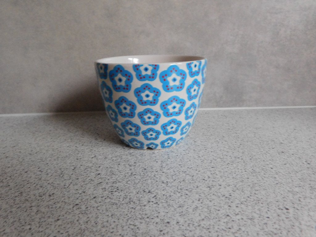 Mok 7x9 cm. Bloemen Blauw Royal Raja Douwe Egberts, Ophalen of Verzenden, Zo goed als nieuw, Overige stijlen, Kop(pen) en/of Schotel(s)