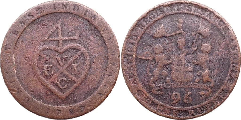 1/96 rupee 1797, Brits-Indië Madras, Verzenden, Zuid-Azië, Losse munt