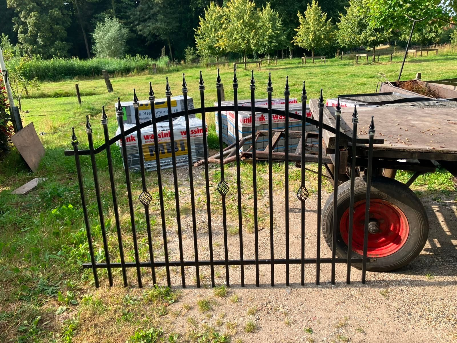 Zwaar hekwerk met poort, zwart, 6x2m hek + 1x poort, Ophalen