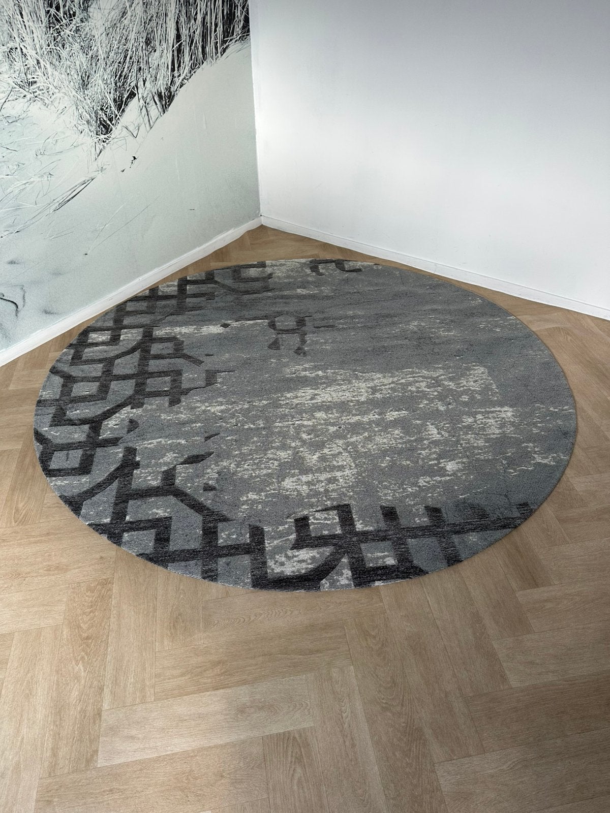 Beside rugs Moonstrike rond 200cm grey, Rond, Ophalen of Verzenden, 200 cm of meer, Nieuw