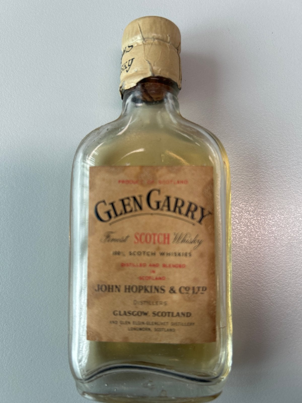 Vintage Glen Garry Finest Scotch Whisky Miniatuurflesje, Antiek en Kunst, Ophalen of Verzenden