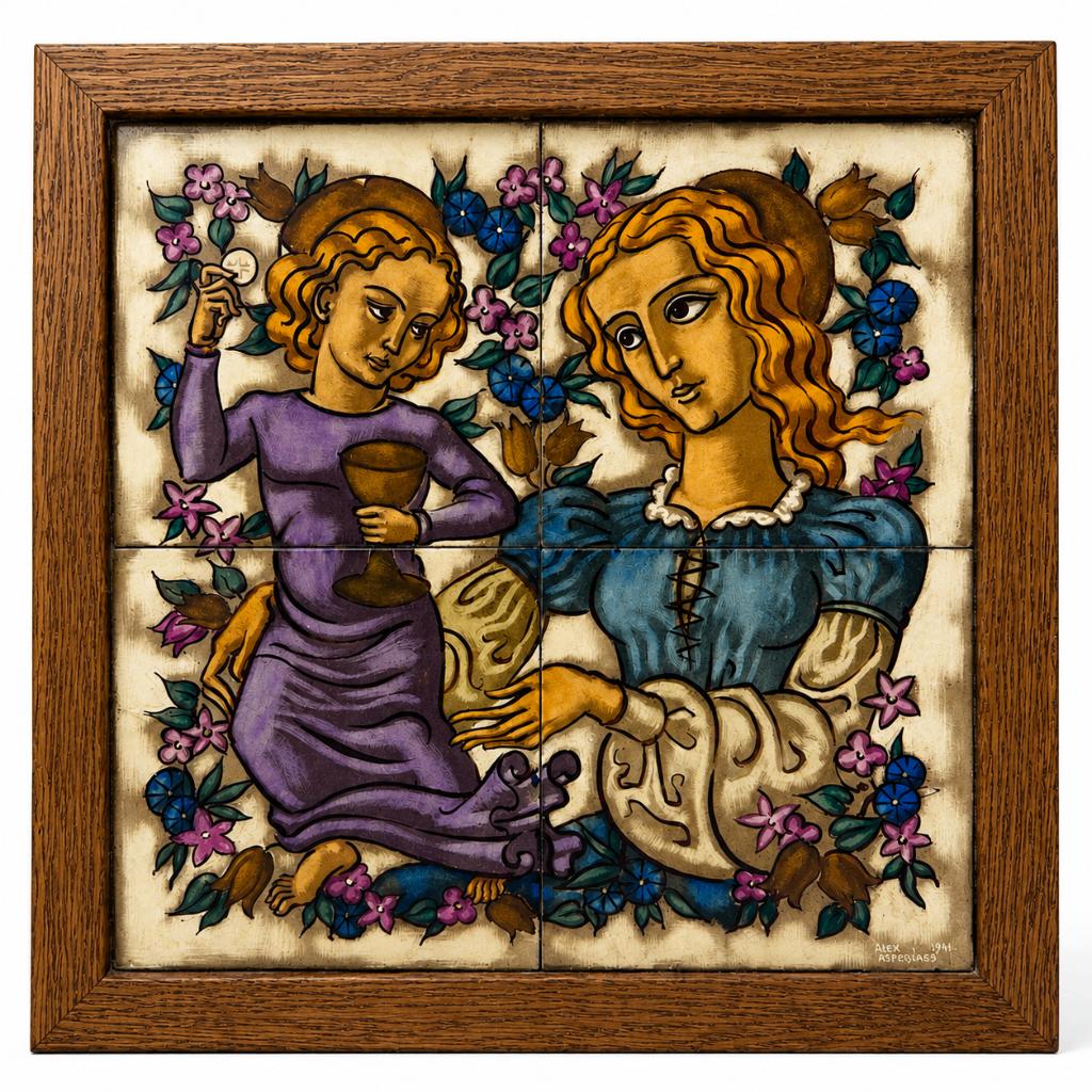 Art Deco tegeltableau gesigneerd Alex Asperslagh (1941), Ophalen