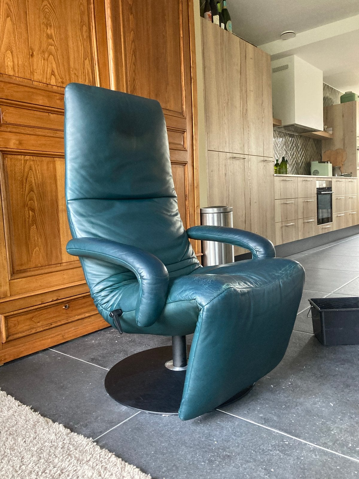 Jori yoga relax stoel super comfortabel in groen/blauw Leer, Ophalen