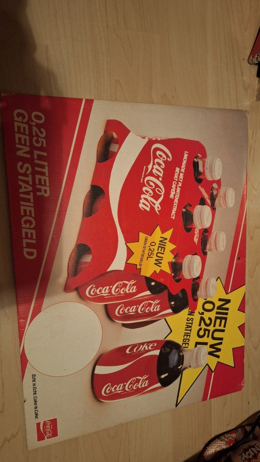 Vintage Coca-Cola Reclame Karton - Dubbelzijdig Bedrukt, Verzamelen, Ophalen, Gebruikt, Reclamebord