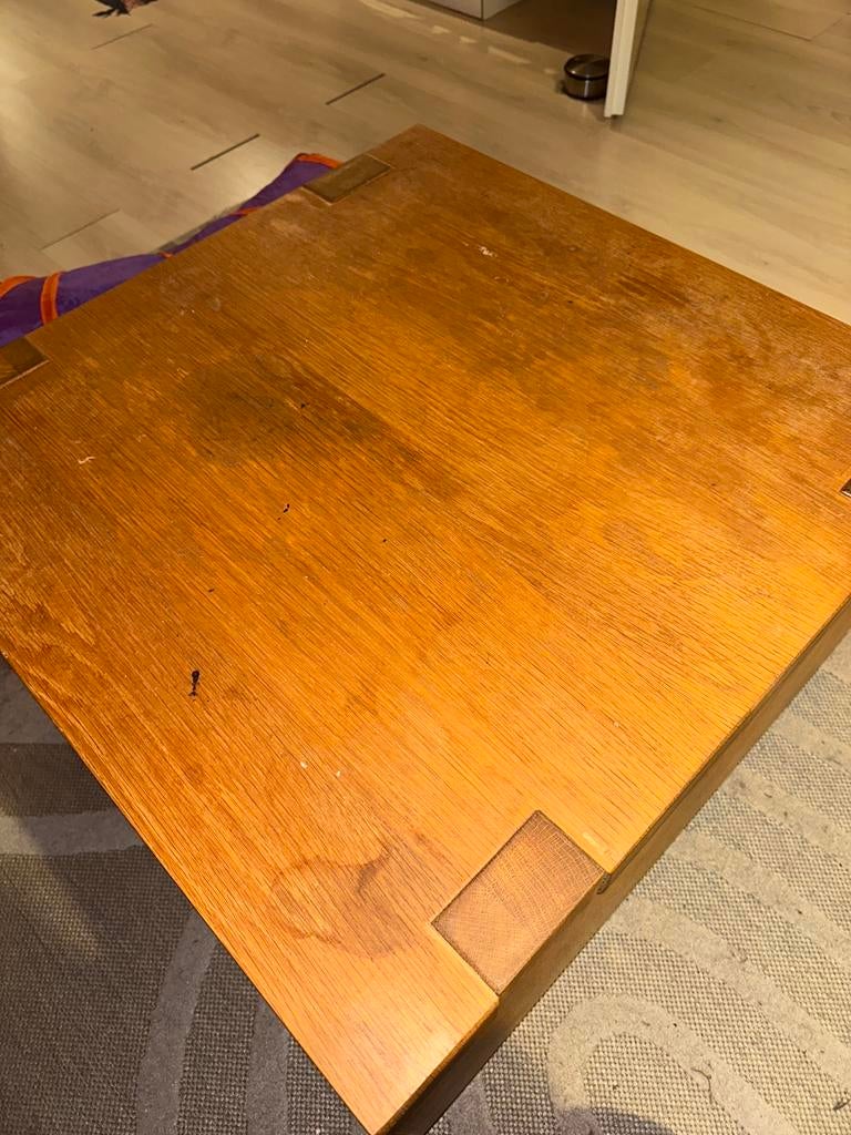 Houten salon tafel, Huis en Inrichting, Tafels | Salontafels, Ophalen, Gebruikt, 100 tot 150 cm, Vierkant