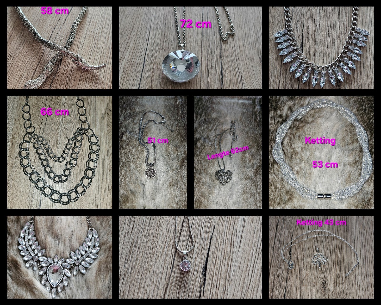 Ketting, goedkope sieraden, zilverkleurige ketting, hanger, Overige materialen, Verstelbaar, Ophalen of Verzenden, Zo goed als nieuw