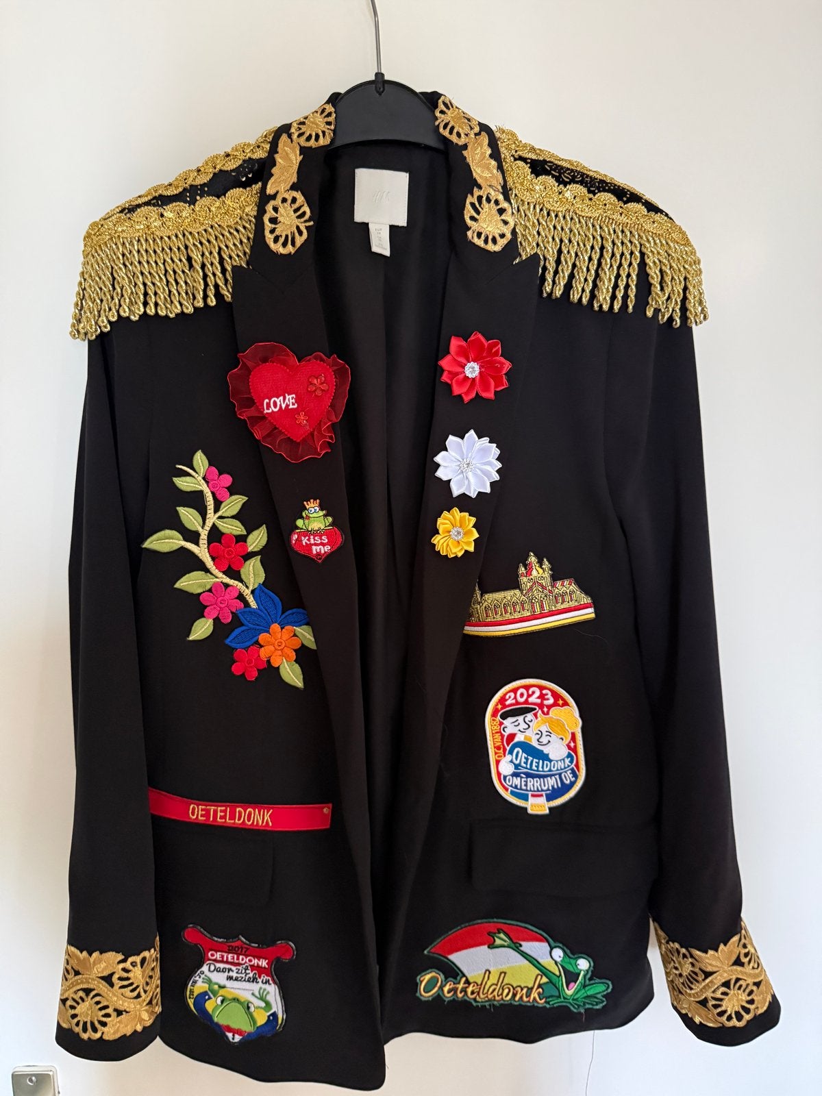 Carnavalsjasje Oeteldonk met gouden epauletten, Maat 38/40 (M), Carnaval, Ophalen of Verzenden, Zo goed als nieuw