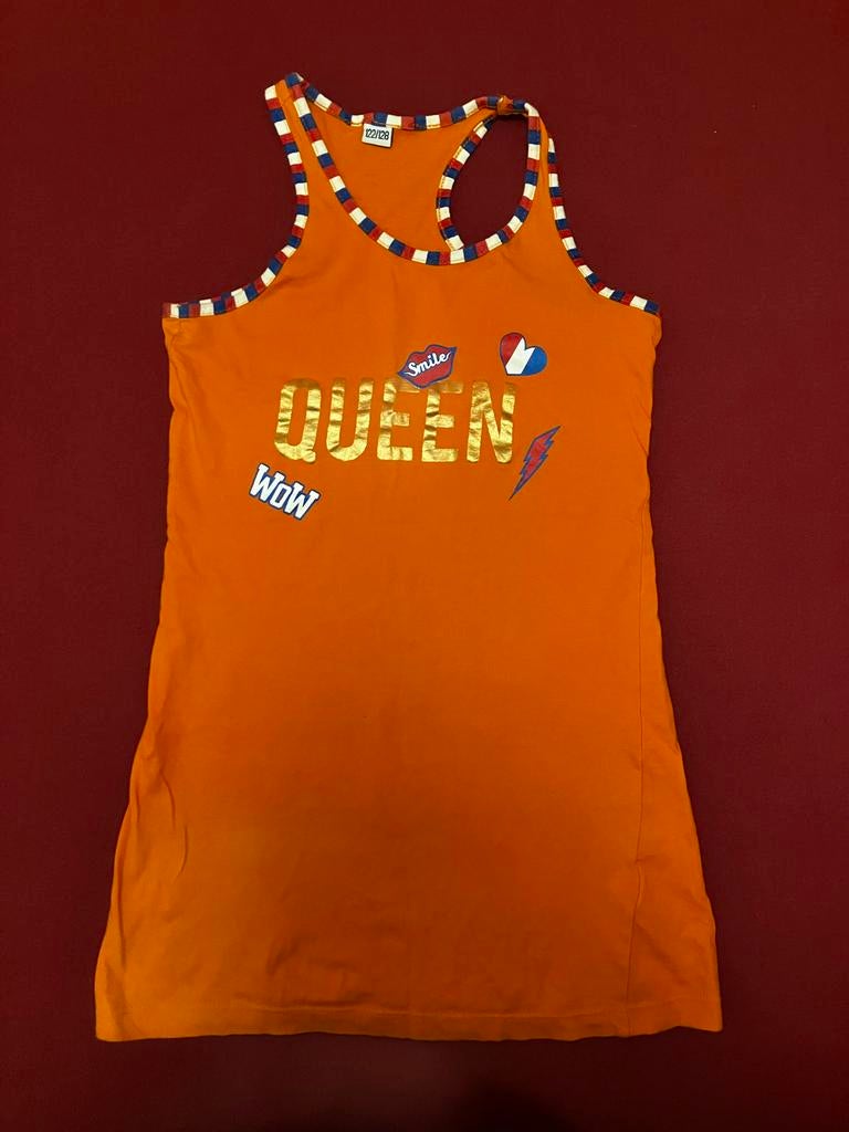 Koningsdag Oranje jurkje/tuniek 122/128, Kinderen en Baby's, Kinderkleding | Maat 122, Ophalen of Verzenden, Gebruikt, Meisje