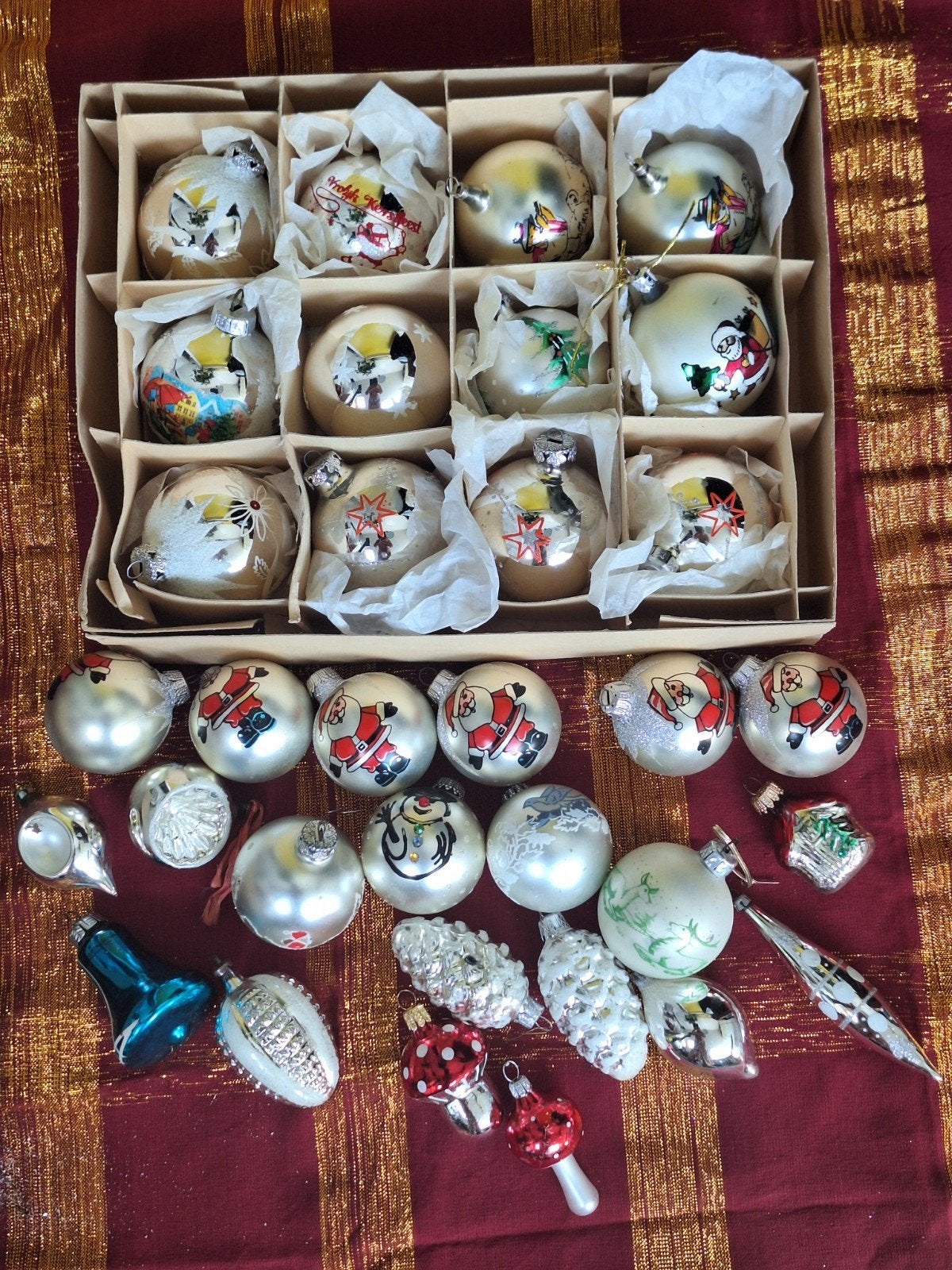 vintage kerstballen, Ophalen of Verzenden, Gebruikt