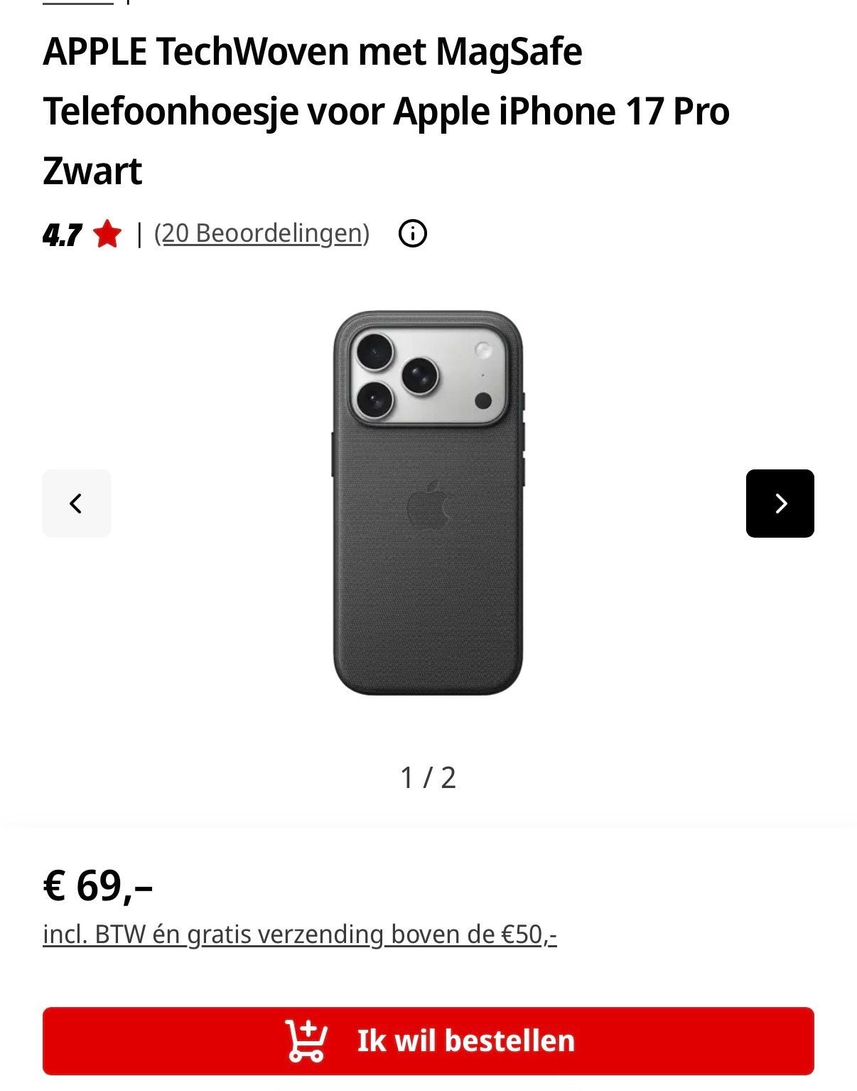 APPLE TechWoven MagSafe Telefoonhoesje iPhone 17 Pro Zwart, Telecommunicatie, Mobiele telefoons | Hoesjes en Frontjes | Apple iPhone