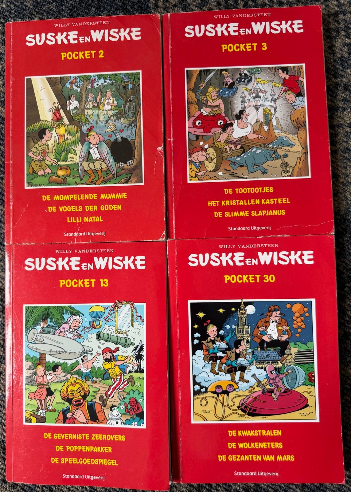 Suske en Wiske Pockets 2, 3, 13, 30 - Willy Vandersteen, Meerdere stripboeken, Ophalen, Gelezen