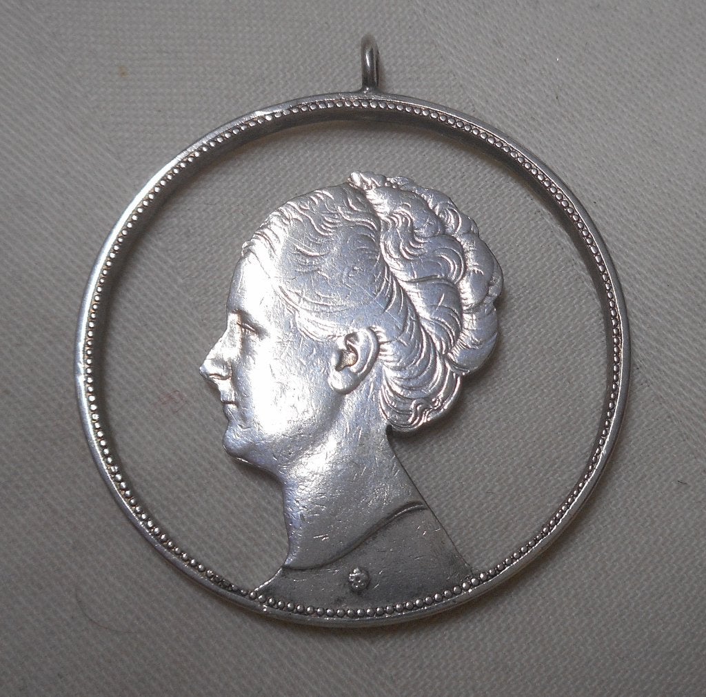 Zilveren uitgesneden munt hanger nr.1051, Verzenden, Zo goed als nieuw, Zilver, Zilver