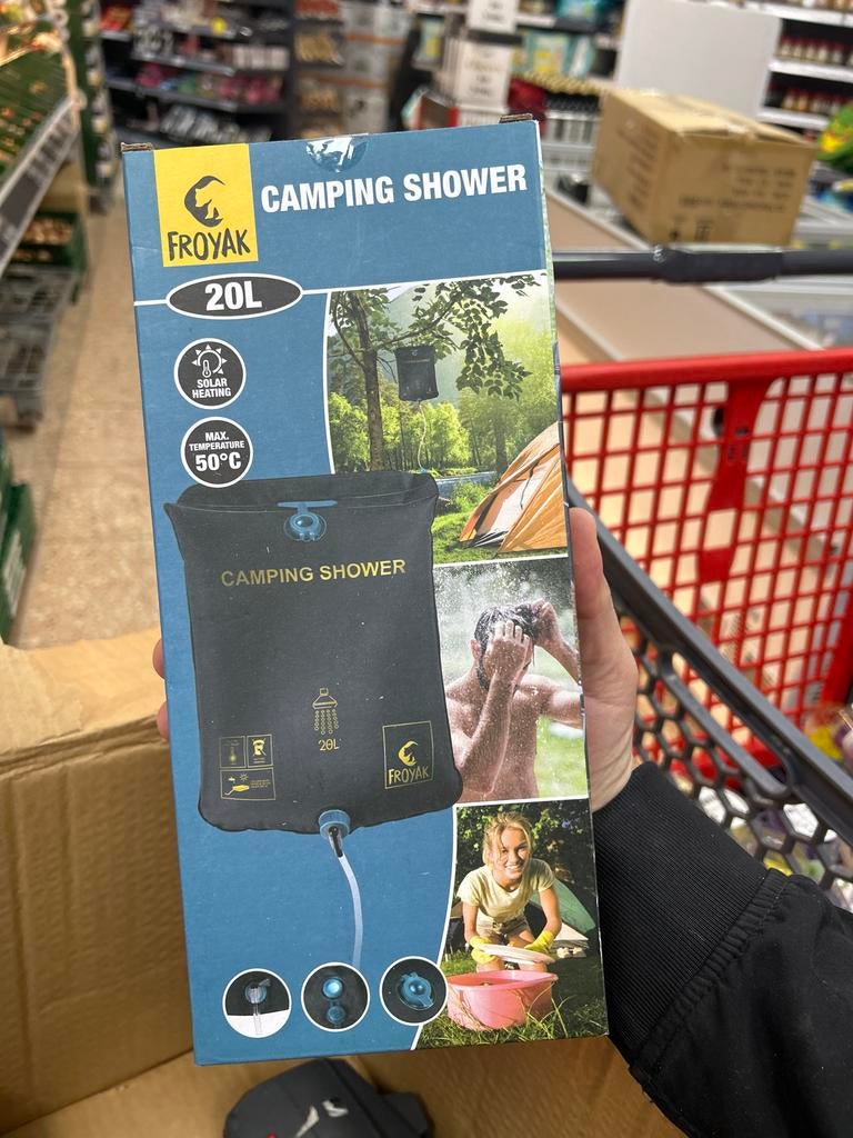 Froyak Campingdouche 20L met solar verwarming, Caravans en Kamperen, Kampeeraccessoires, Ophalen of Verzenden, Nieuw