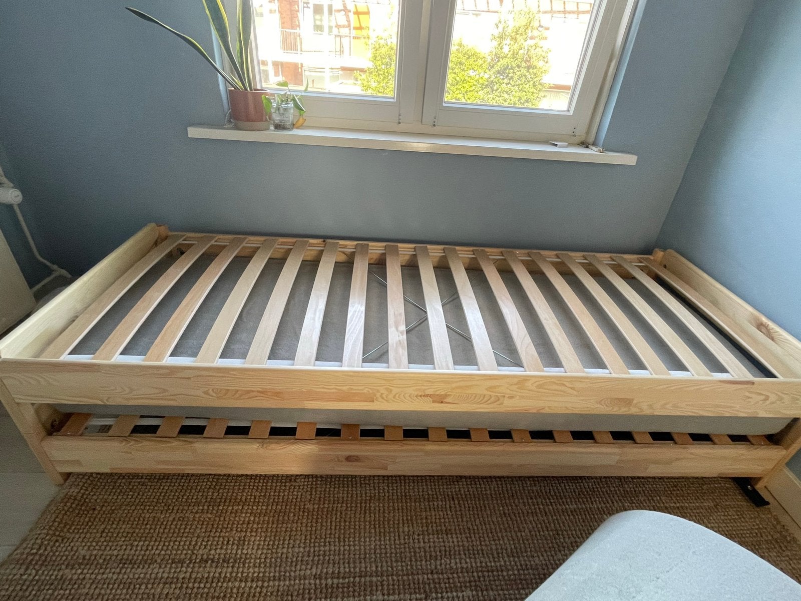 Ikea houten stapelbed, Huis en Inrichting, Slaapkamer | Stapelbedden en Hoogslapers, Ophalen, Eenpersoons, Zo goed als nieuw, 80 cm