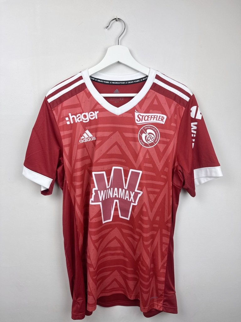 RC Strasbourg 2021-22 Third Shirt Rood Wit L, Kleding | Heren, Ophalen, Maat 52/54 (L), Zo goed als nieuw, Voetbal