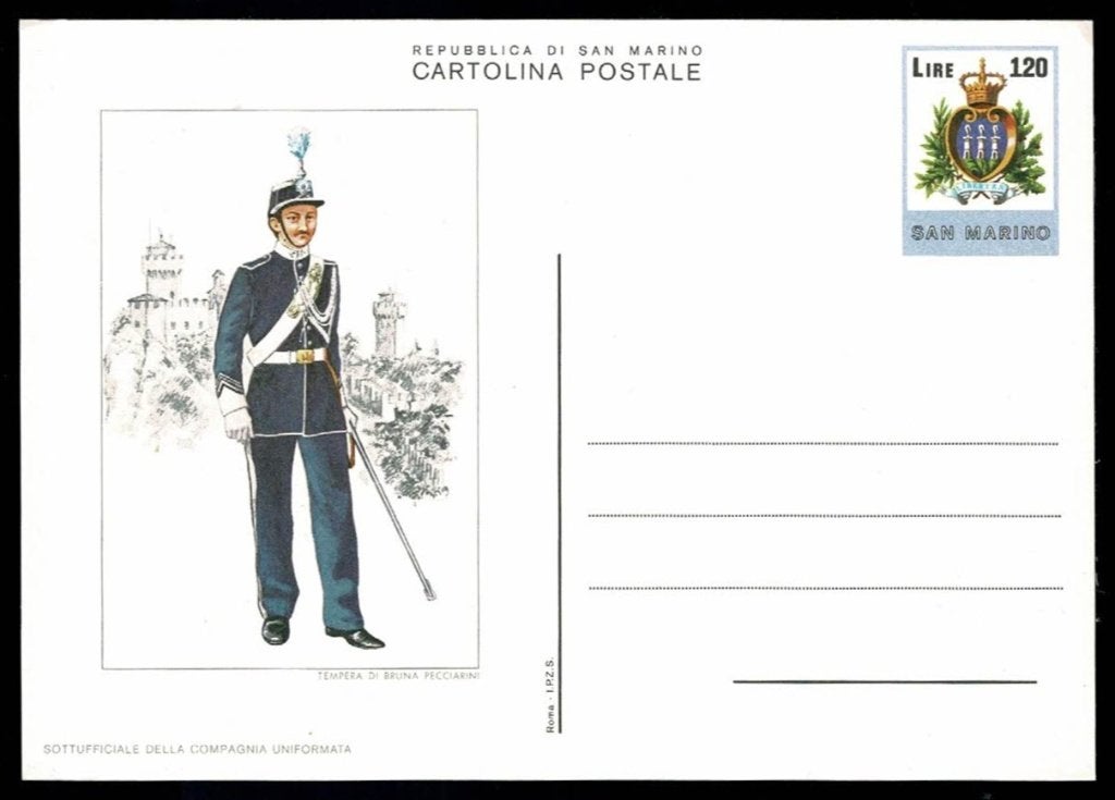 Uniform : San Marino - briefkaart - Sottufficiale della Comp, Ophalen of Verzenden, Landmacht, Overige gebieden, Foto of Poster