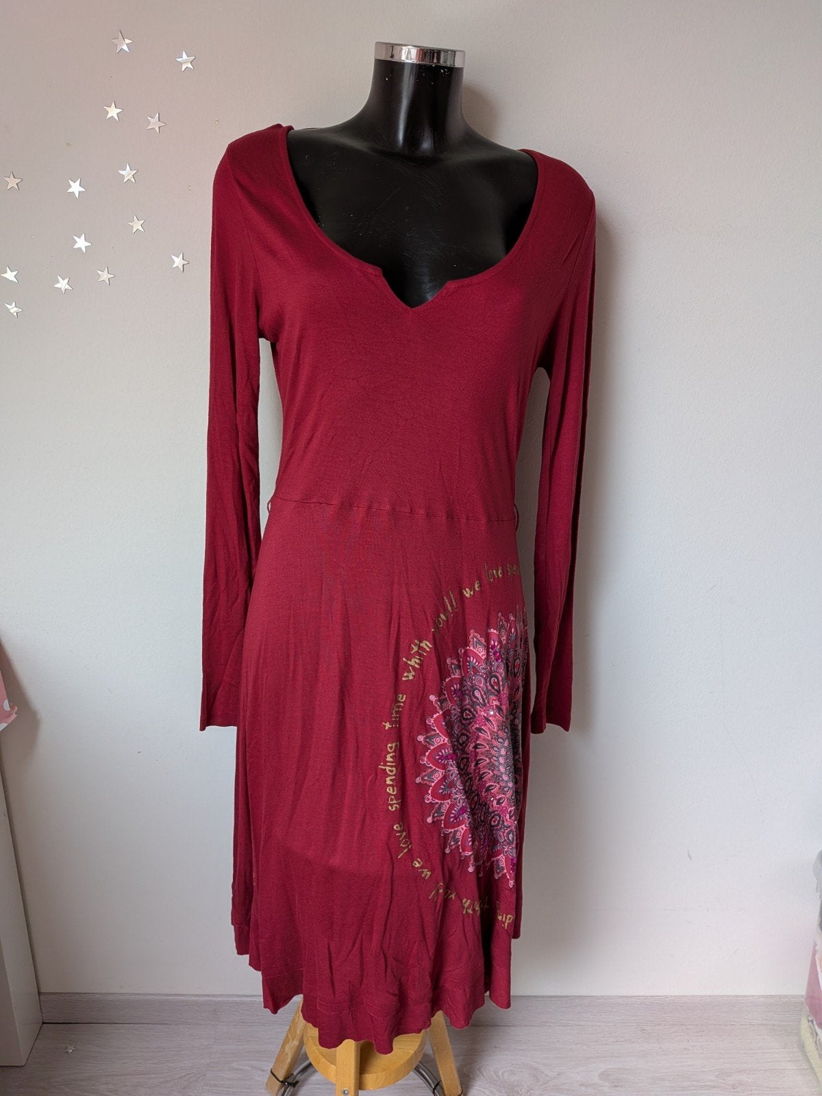 Mooie rode lange Desigual jurk L, Maat 42/44 (L), Ophalen of Verzenden, Zo goed als nieuw, Desigual