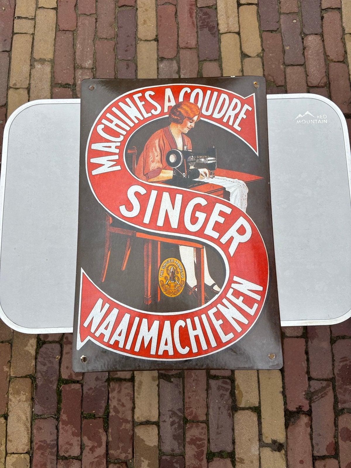 Singer Naaimachines Emaille Reclamebord, Ophalen of Verzenden