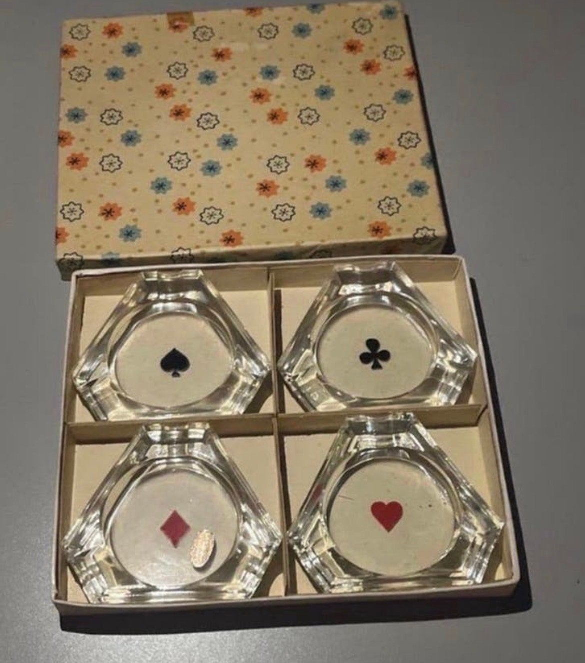 Vintage Poker Asbakjes Set uit Tsjechoslowakije (Jaren '60/', Verzamelen, Ophalen of Verzenden, Zo goed als nieuw