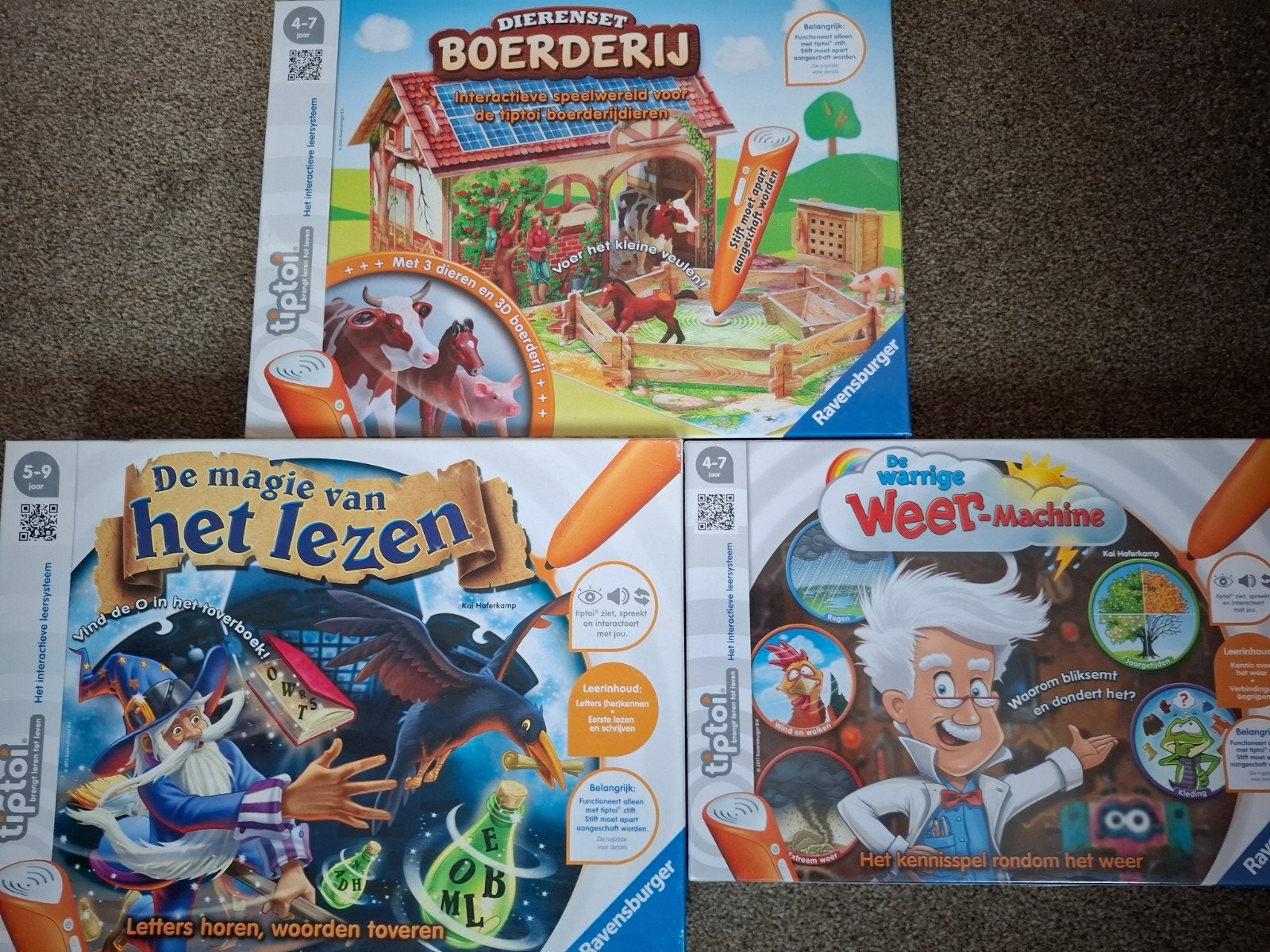 Tiptoi 3 sets dierenset boerderij, de warrige weermachine, Kinderen en Baby's, Ophalen of Verzenden, Nieuw, Puzzelen, Met geluid