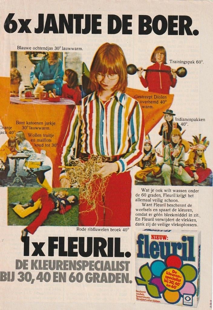 Retro reclame 1975 Fleuril wasmiddel jongetje met rood haar, Verzenden, Overige typen