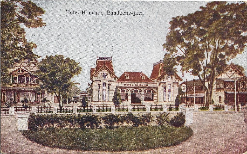 Indonesie-2-Hotel Homan-Bandoeng Java-2200 voet boven zee, Ophalen of Verzenden, 1920 tot 1940, Gelopen, Buiten Europa
