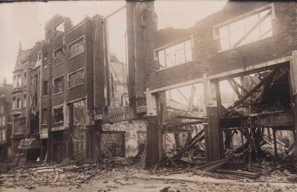 724K fotokaart Rotterdam, Kipstraat, brand Piet van Reeuwijk, Verzamelen, Ophalen of Verzenden, 1920 tot 1940, Ongelopen, Zuid-Holland