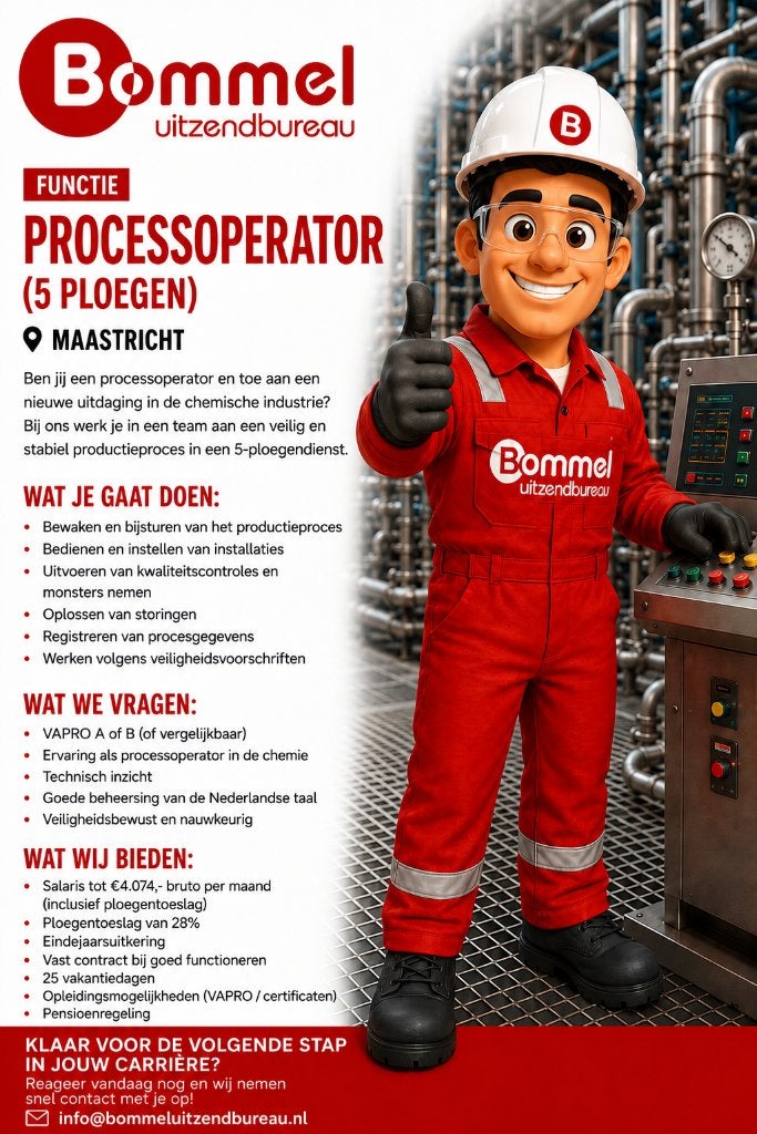 Procesoperator (5 ploegen), 33 - 40 uur, MBO, Vanaf 1 jaar, Vast contract