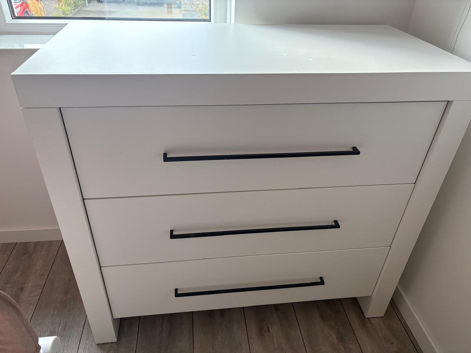 Witte comode ladekast met 3 laden - voor de babykamer, Ophalen, 50 tot 70 cm, 100 cm of meer, Zo goed als nieuw