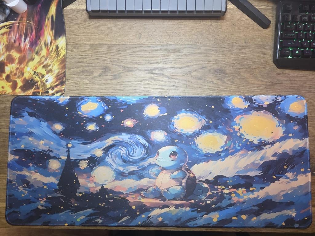 TCG Pokémon - Playmat/Bureaumat -Squirtle starry night stijl, Ophalen of Verzenden, Nieuw, Overige typen