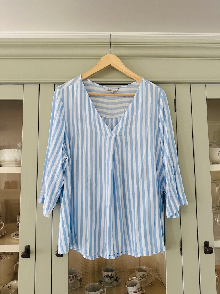 Blouse MS Mode streep lichtblauw wit maat 44 zgan, Blauw, Maat 42/44 (L), Ophalen of Verzenden, Zo goed als nieuw
