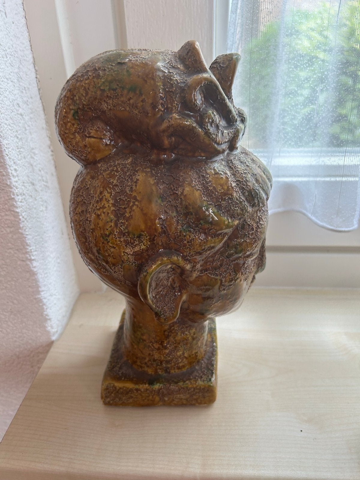 Vintage keramische buste met kat - Uniek decoratiestuk, Ophalen of Verzenden