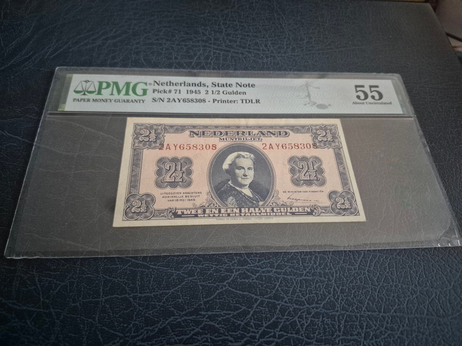 Nederland Muntbiljet 2½ Gulden 1945 PMG 55, Ophalen of Verzenden, 2½ gulden, Los biljet