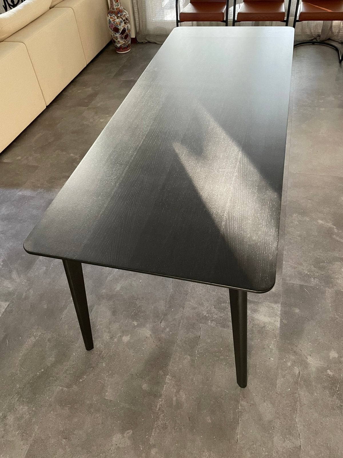 IKEA LISABO eettafel 200x78 zwart/essenfineer, Ophalen, Zo goed als nieuw, Rechthoekig