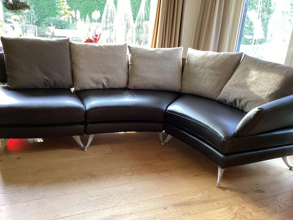 Rolf Benz 222 hoekbank ziteiland chaisselounge, Ophalen, Zo goed als nieuw, Leer