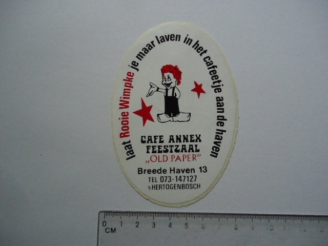 sticker oud ROOIE WIMPKE den bosch oeteldonk carnaval old pa, Verzenden, Zo goed als nieuw, Bedrijf of Vereniging