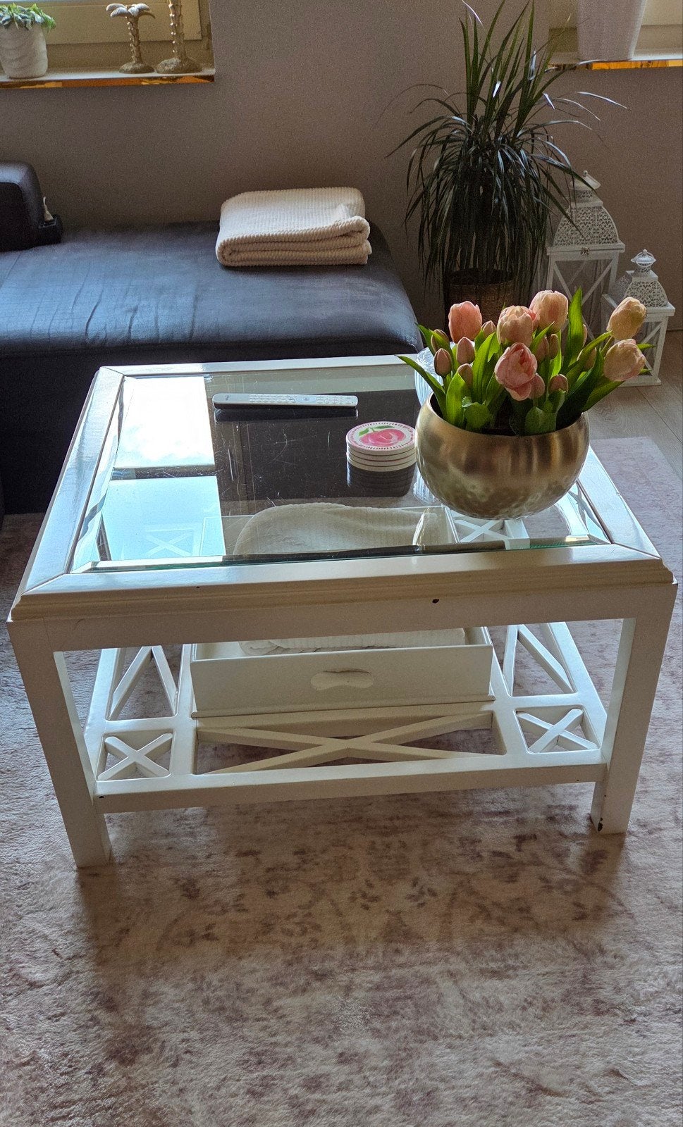 Landelijke salontafel, Ophalen, Gebruikt, 50 tot 100 cm, Vierkant