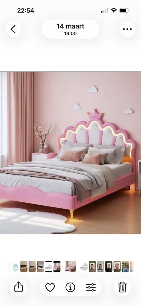 2 Persoons Prinsessenbed met verlichting - SPLINTERNIEUW, Kinderen en Baby's, Kinderkamer | Bedden, Ophalen, Nieuw, 100 cm of meer