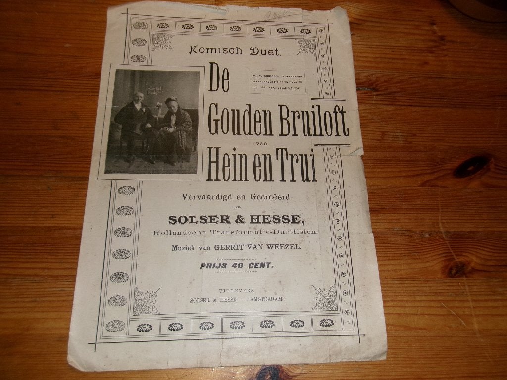 De gouden bruiloft van hein en trui - solser & hesse, Zang, Gebruikt, Ophalen of Verzenden, Artiest of Componist